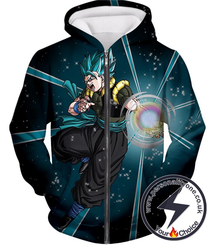 Dragon Ball Super Awesome Xeno Gogeta Super Saiyan Blue Cool Anime Action Zip Up Hoodie